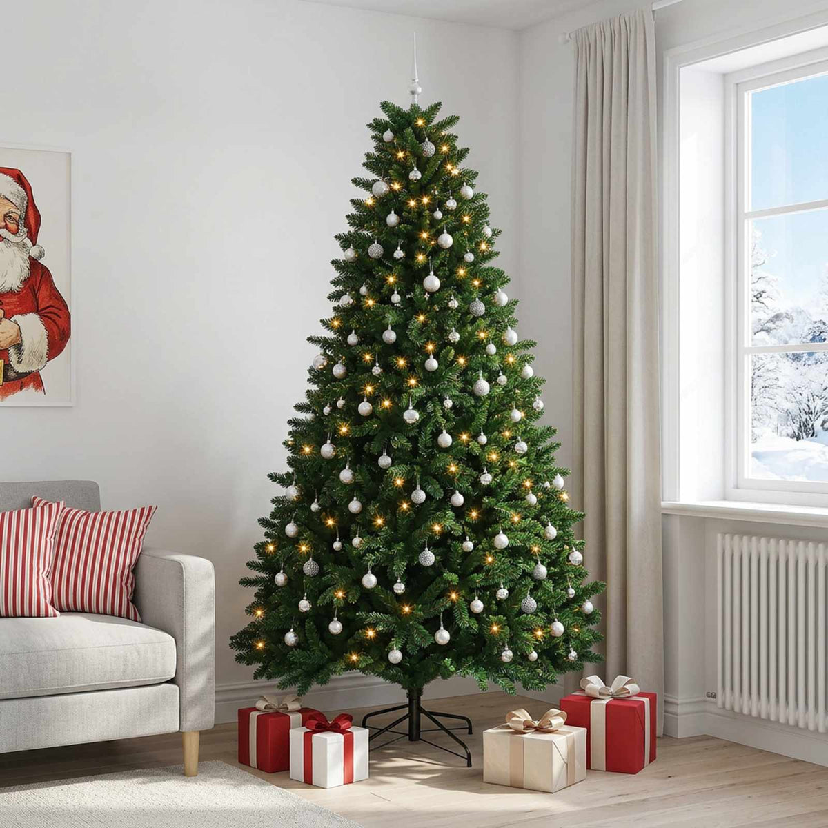 vidaXL Artificial Christmas Tree Mid-green with Bauble 300 cm 600 LEDs