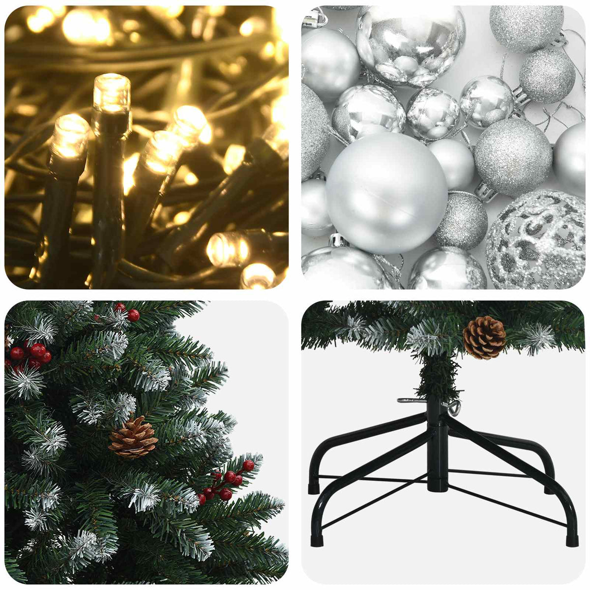 vidaXL Artificial Green Christmas Tree with Baubles 270 cm 300 LEDs