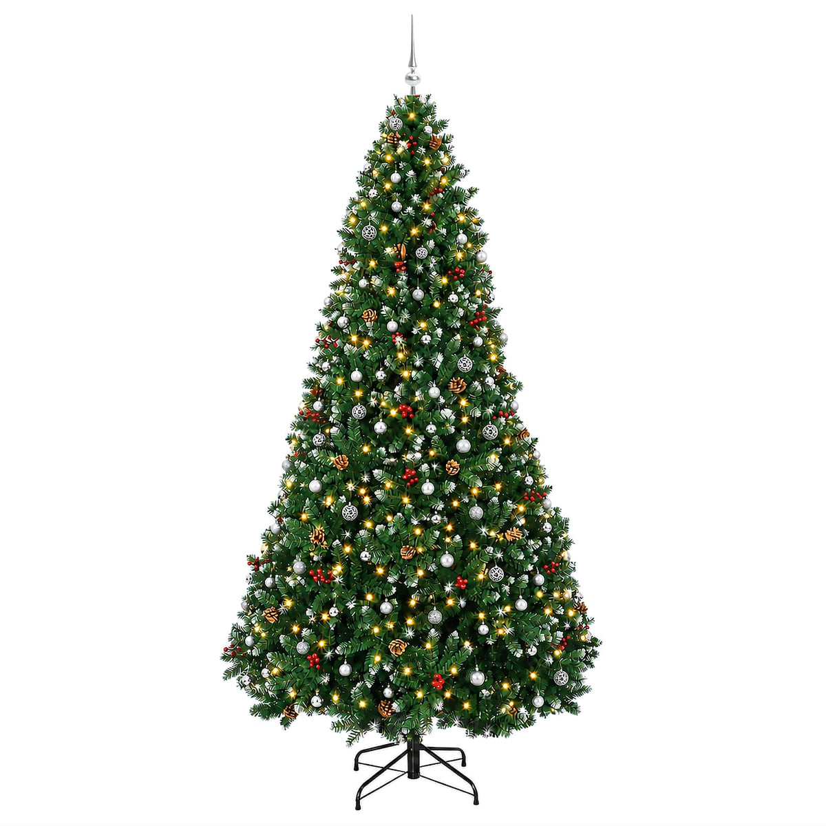 vidaXL Artificial Green Christmas Tree with Baubles 270 cm 300 LEDs