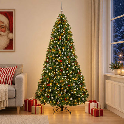vidaXL Green Artificial Christmas Tree with Baubles 300 cm 300 LEDs