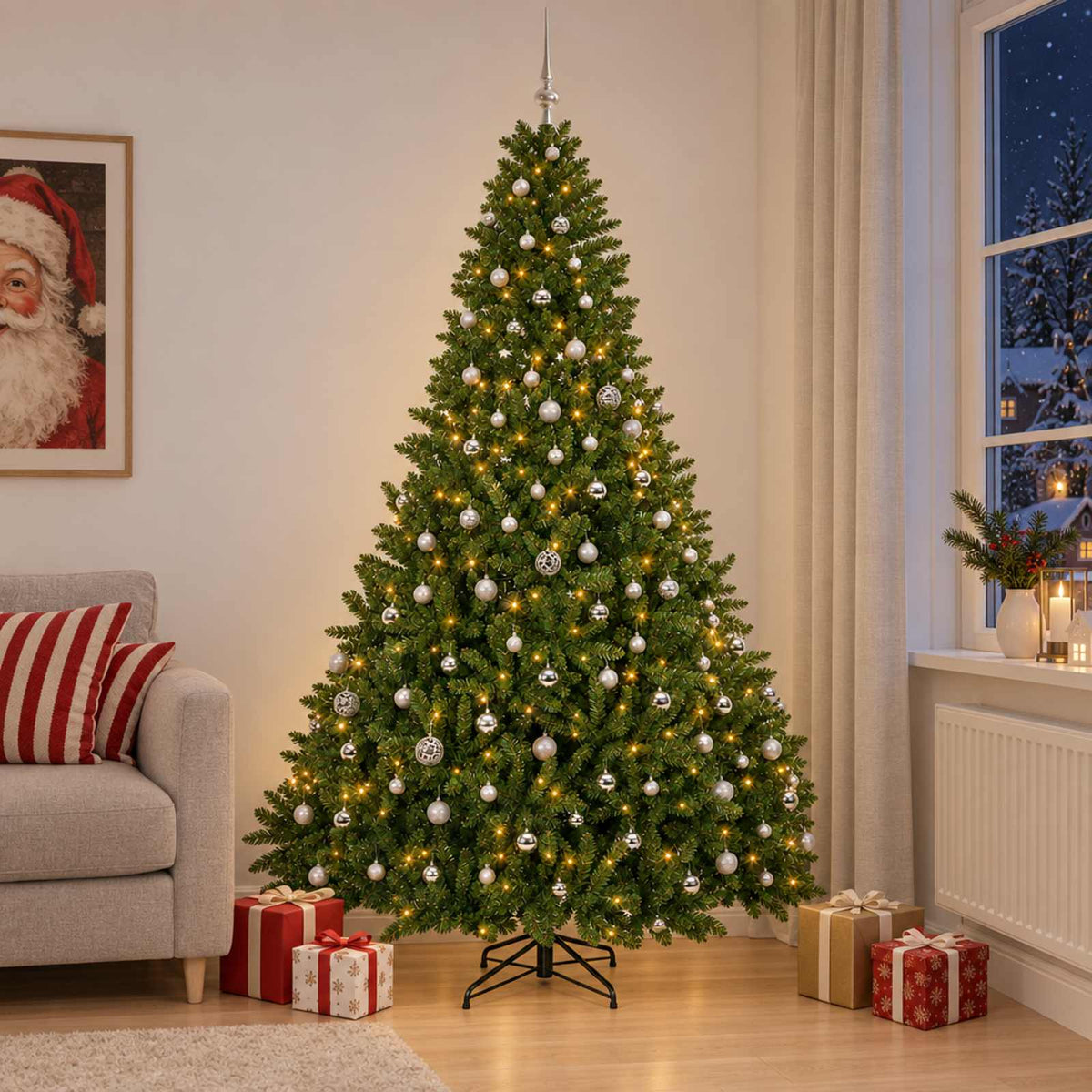 vidaXL Artificial Light Green Christmas Tree with Baubles 300 cm