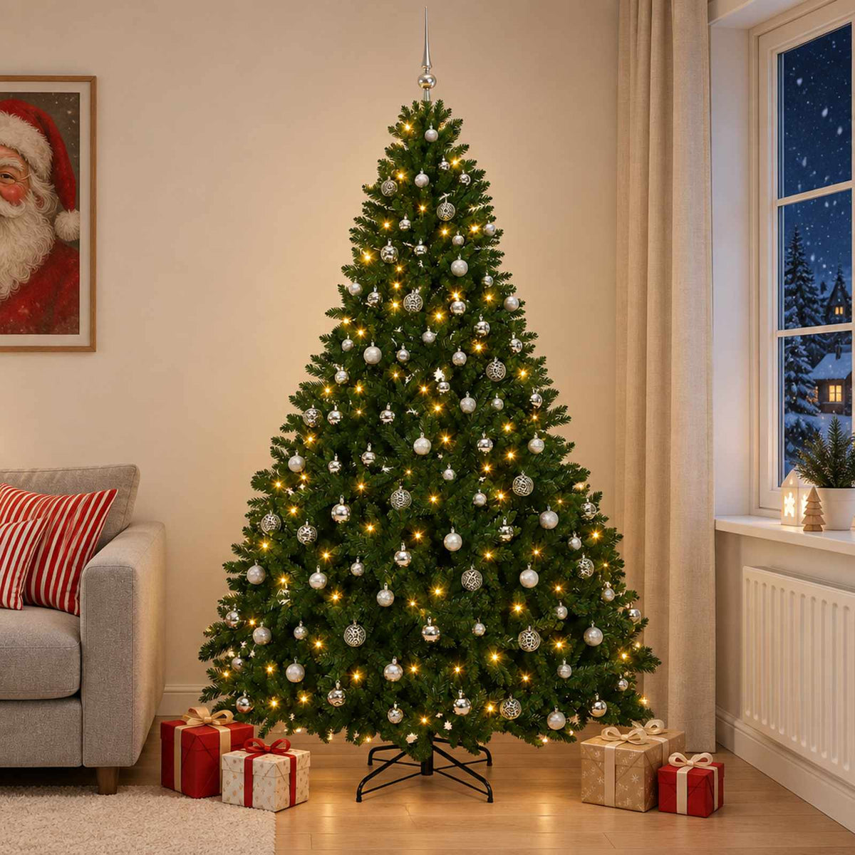 vidaXL Artificial Christmas Tree Mid-green with Ornament 270 cm