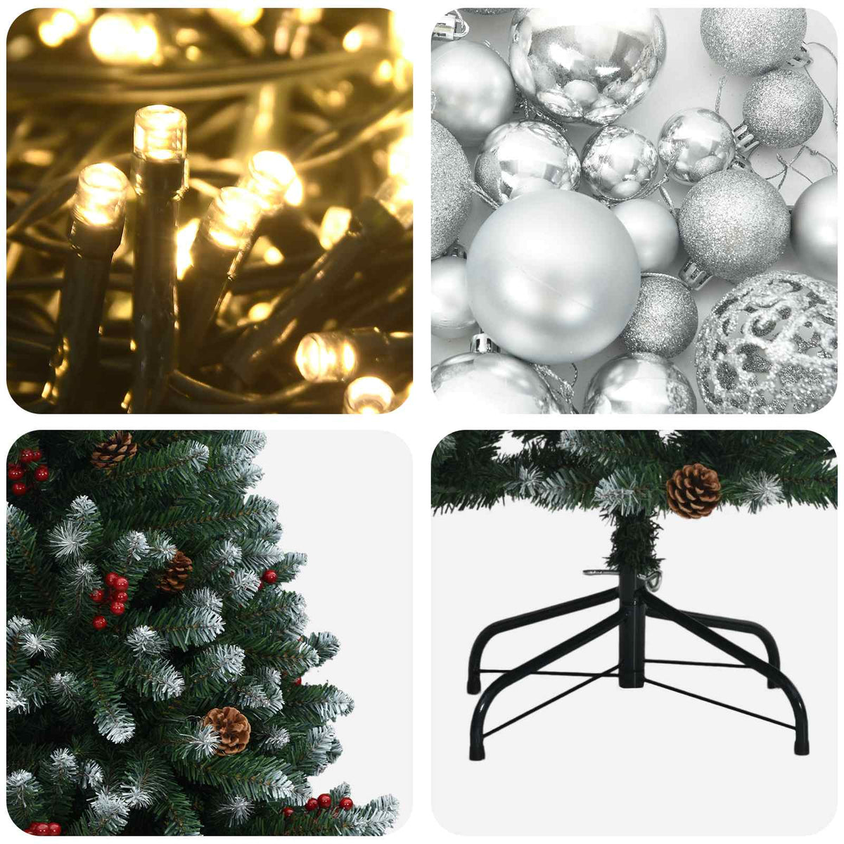 vidaXL Artificial Christmas Tree Green with Bauble 300 cm 600 LEDs