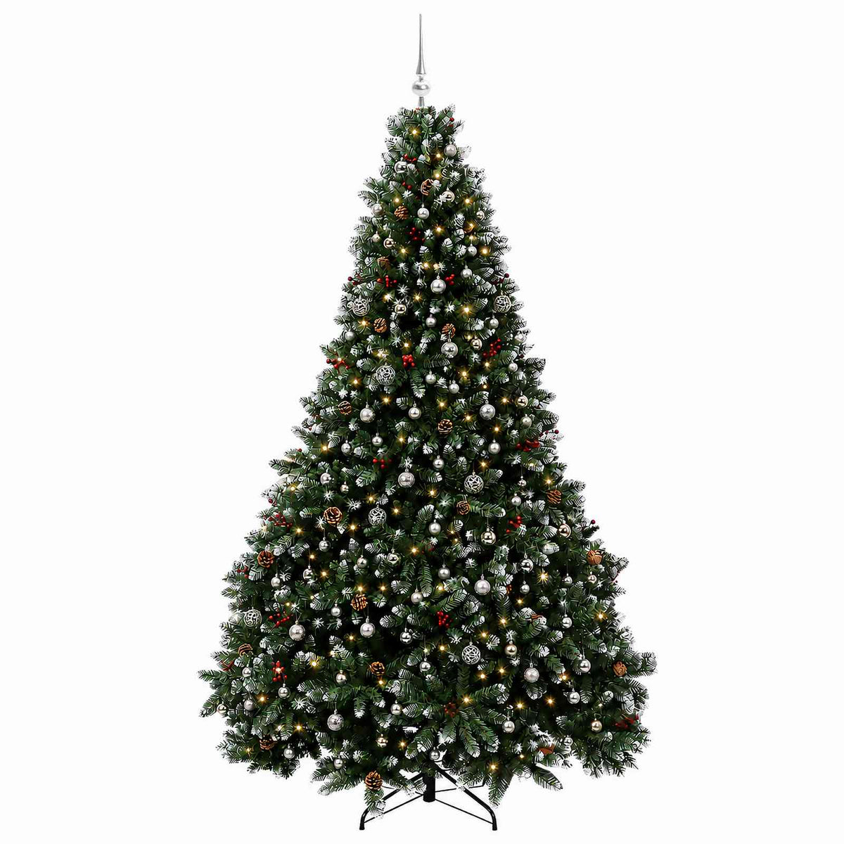 vidaXL Artificial Christmas Tree Green with Bauble 300 cm 600 LEDs