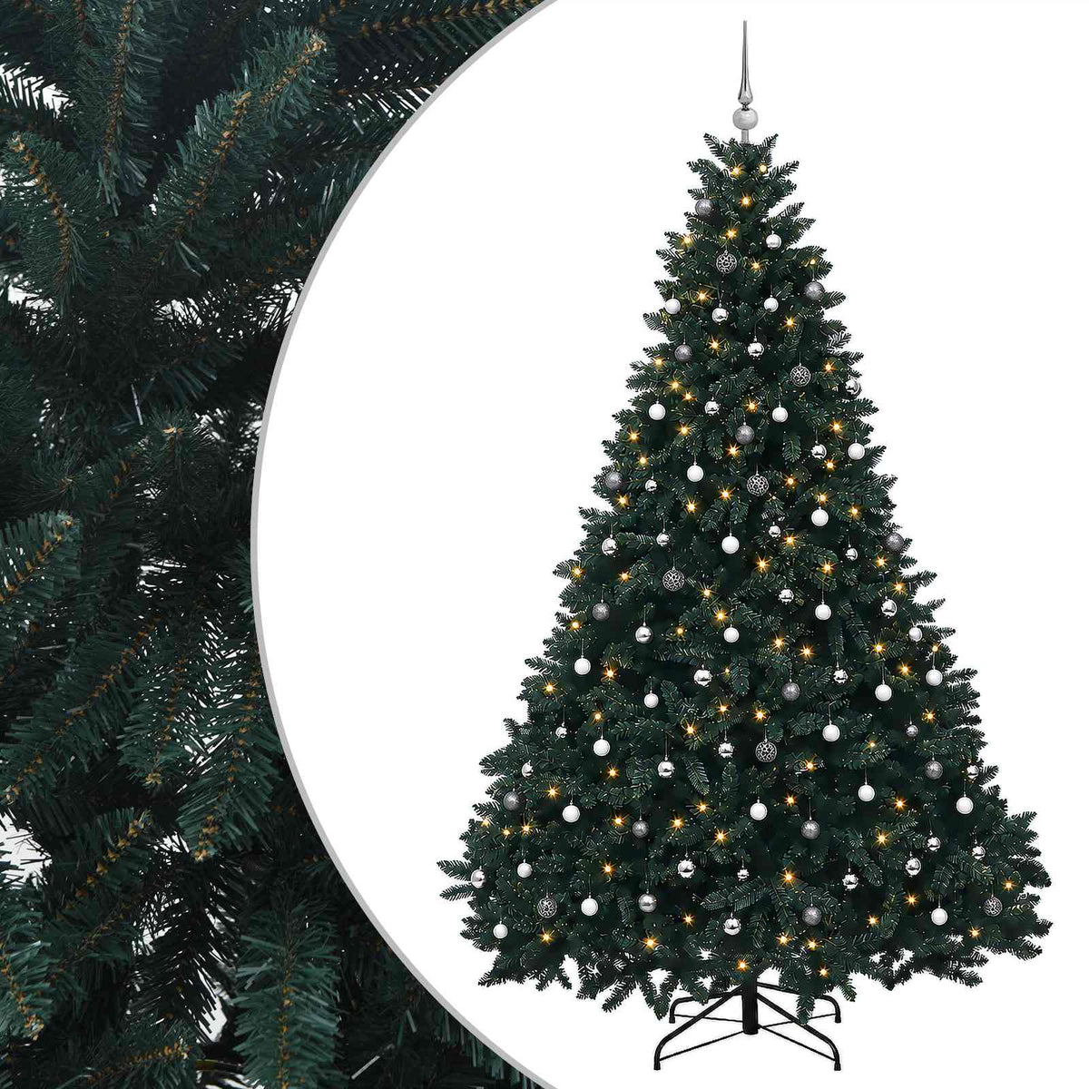 vidaXL Artificial Christmas Tree Dark Green with Bauble 270 cm