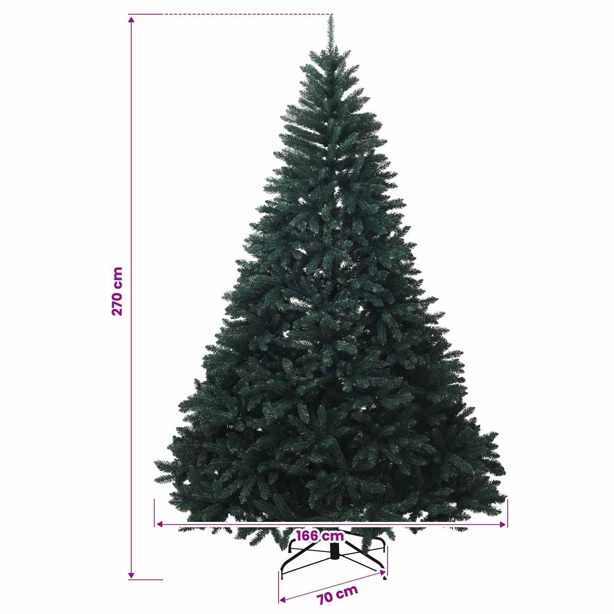 vidaXL Artificial Christmas Tree Dark Green with Bauble 270 cm