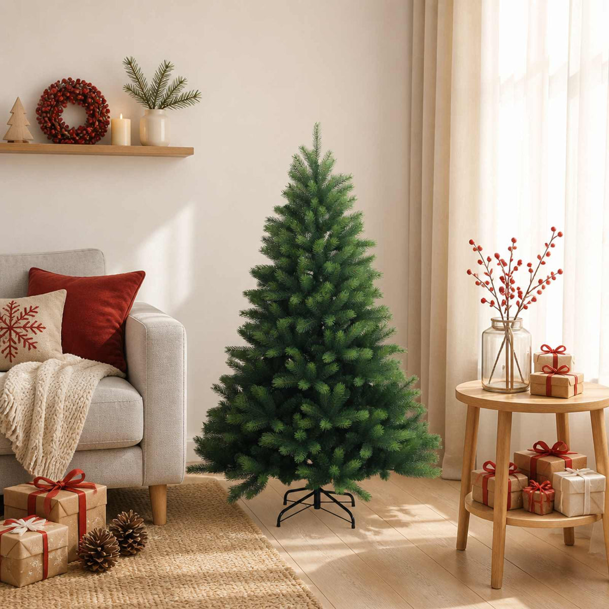 vidaXL Artificial Hinged Christmas Tree 150 cm PVC and Metal Green