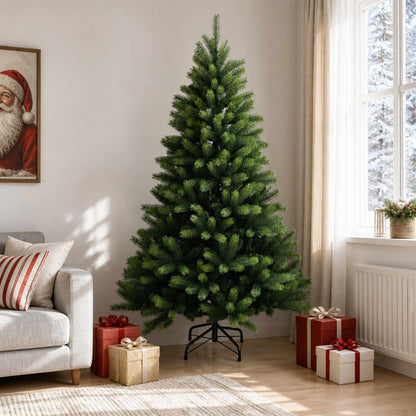 vidaXL Artificial Hinged Christmas Tree 180 cm PVC and Metal Green