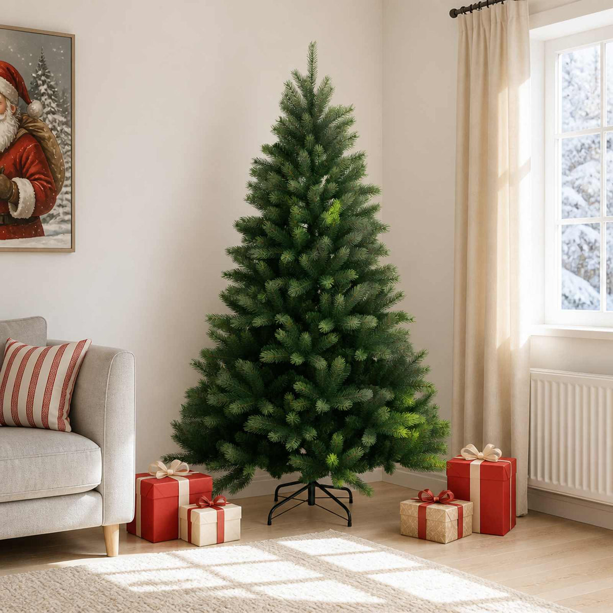vidaXL Artificial Hinged Christmas Tree 240 cm PVC and Metal Green