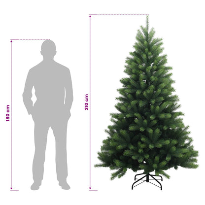 vidaXL Artificial Hinged Christmas Tree 210 cm PVC and Metal Green