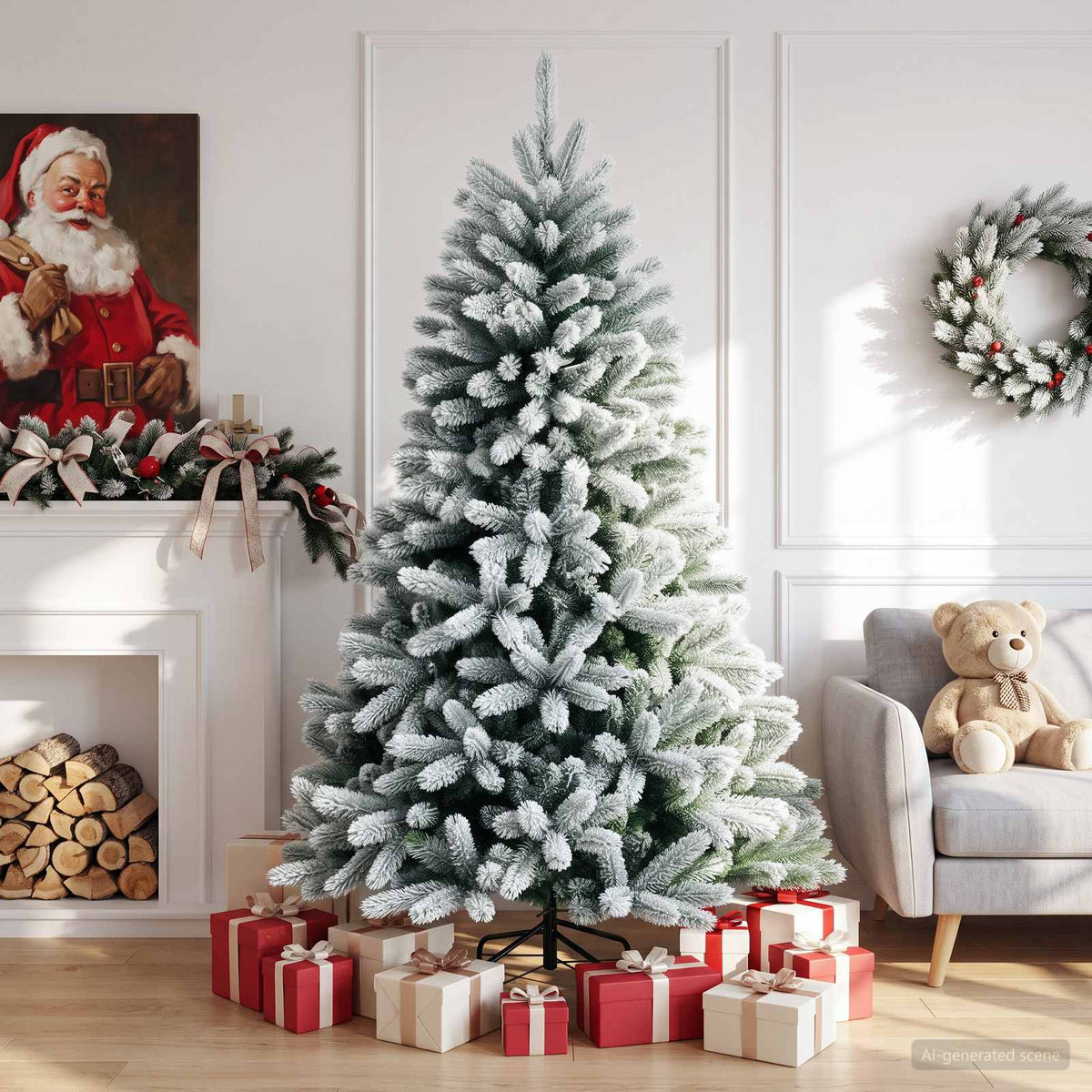 vidaXL Artificial Hinged Christmas Tree 180 cm PVC and Metal