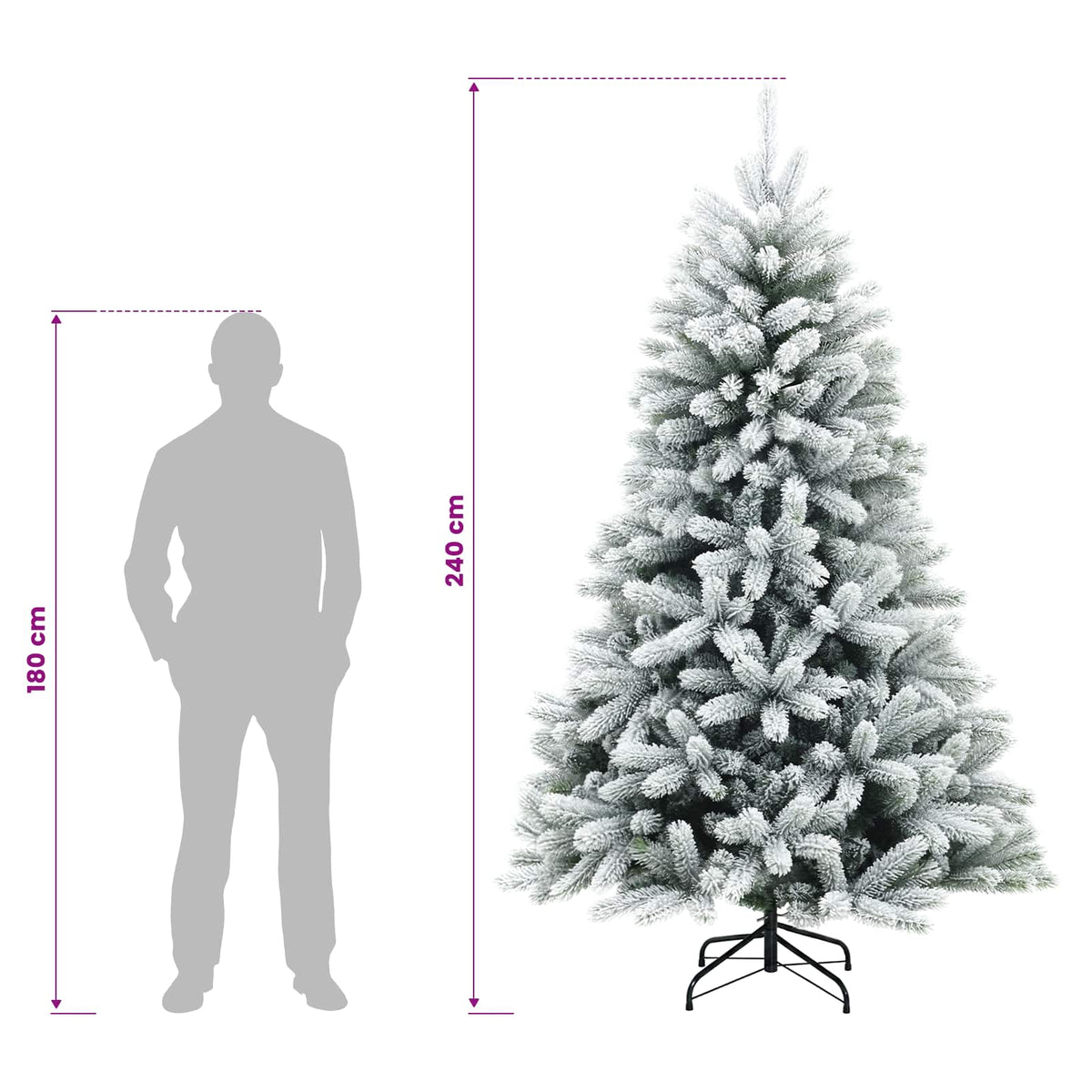 vidaXL Artificial Hinged Christmas Tree 240 cm PVC and Metal