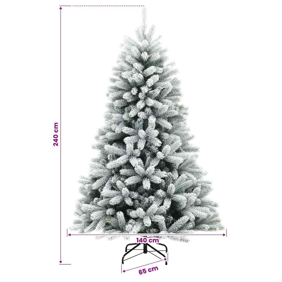 vidaXL Artificial Hinged Christmas Tree 240 cm PVC and Metal