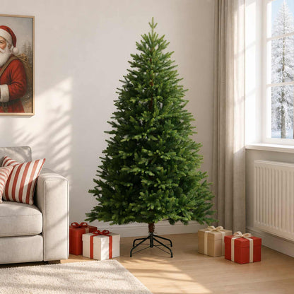 vidaXL Artificial Hinged Christmas Tree 180 cm PVC and Metal Green