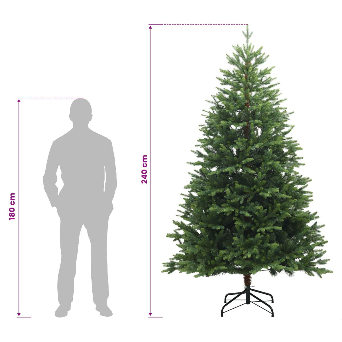 vidaXL Artificial Hinged Christmas Tree 240 cm PVC and Metal Green