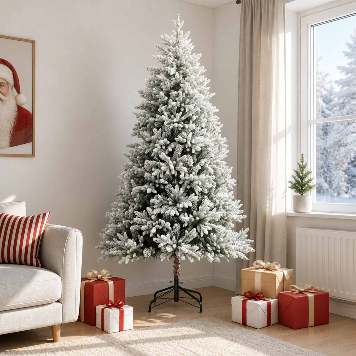 vidaXL Artificial Hinged Christmas Tree 210 cm PVC and Metal