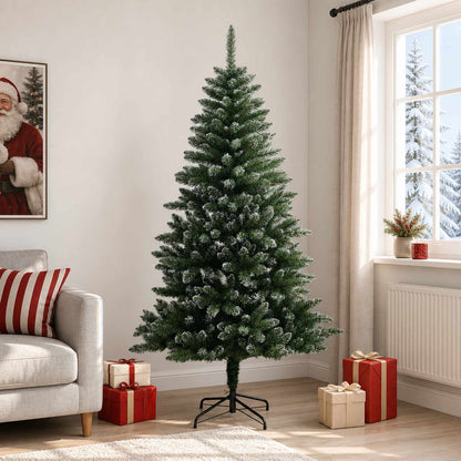 vidaXL Artificial Hinged Christmas Tree 180 cm PVC and Metal Frosted