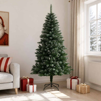 vidaXL Artificial Hinged Christmas Tree 210 cm PVC and Metal Frosted