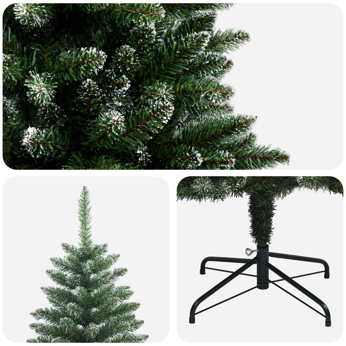 vidaXL Artificial Hinged Christmas Tree 210 cm PVC and Metal Frosted