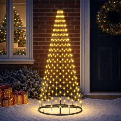 vidaXL LED Christmas Tree 165 cm 270 LEDs Warm White Steel Black