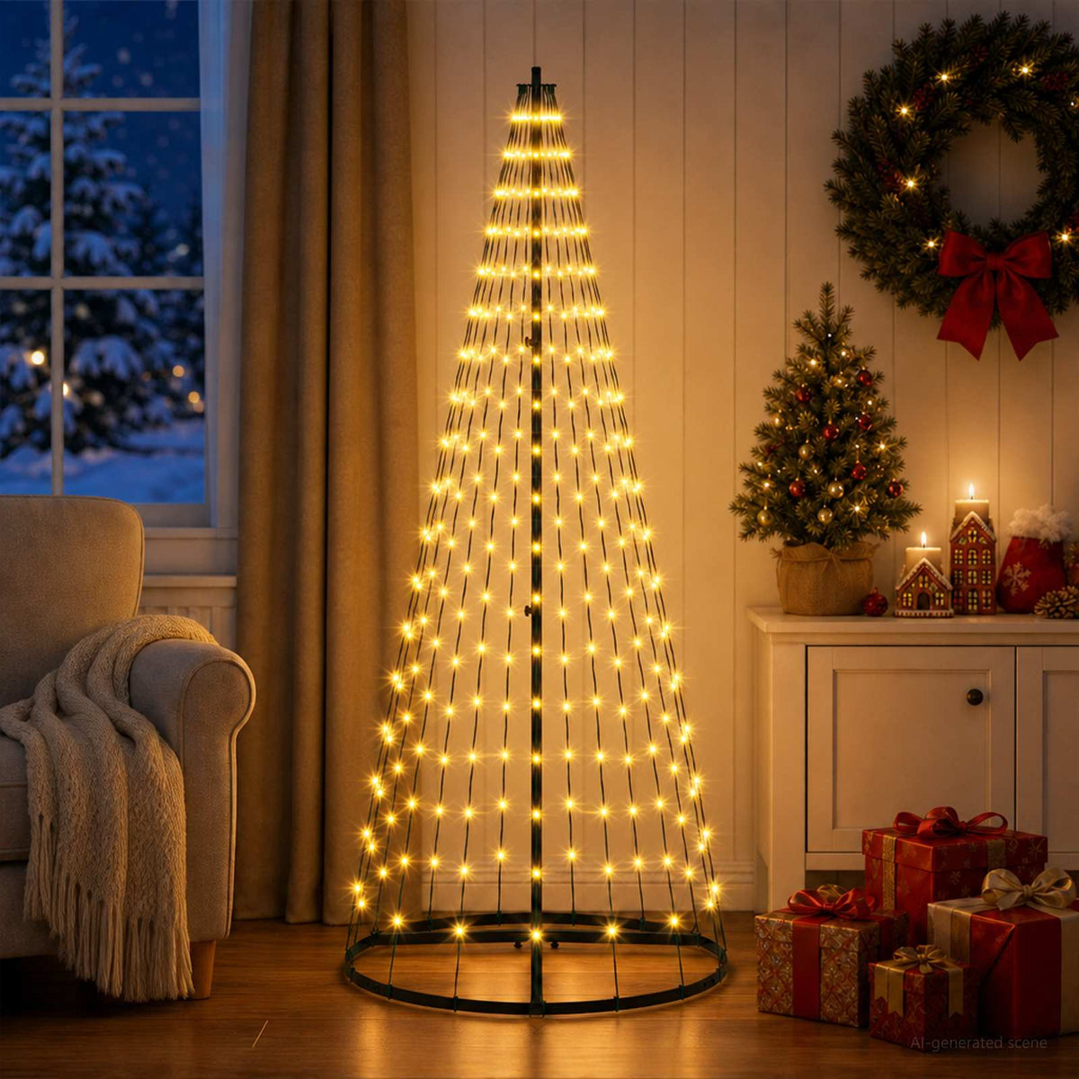 vidaXL LED Christmas Tree 165 cm 270 LEDs Warm White Steel Black