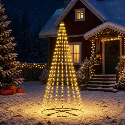 vidaXL LED Christmas Tree 235 cm 500 LEDs Warm White Steel Black