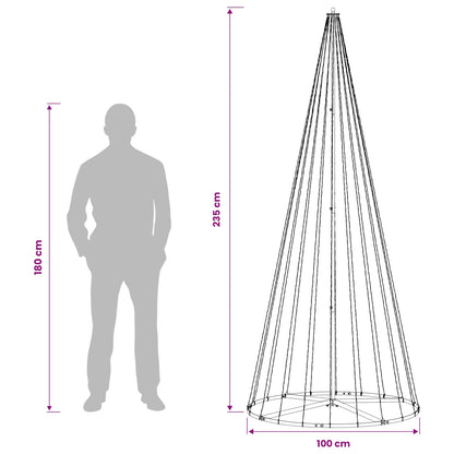 vidaXL LED Christmas Tree 235 cm 500 LEDs Warm White Steel Black
