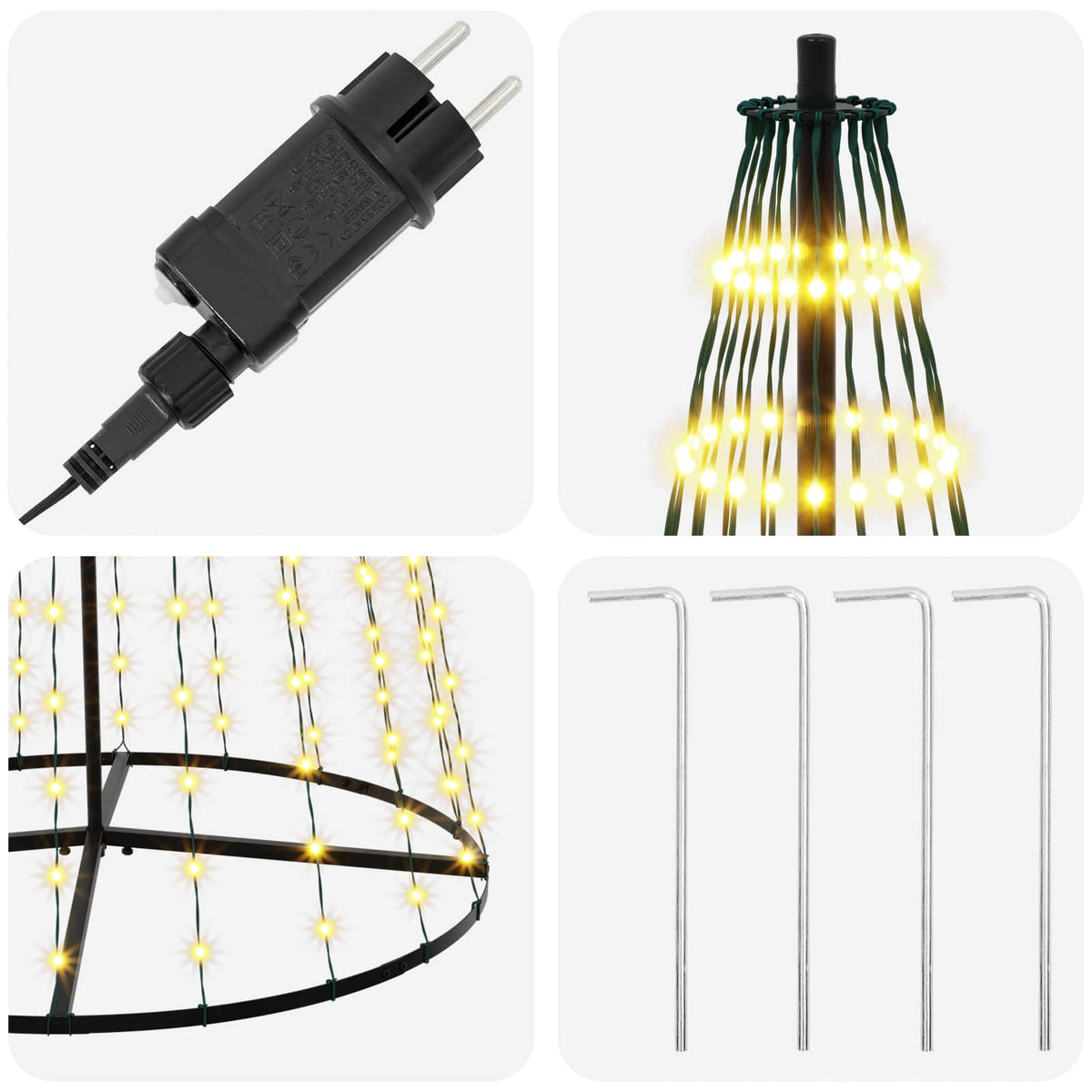 vidaXL LED Christmas Tree 285 cm 744 LEDs Warm White Steel Black