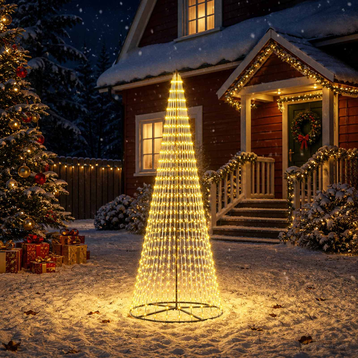 vidaXL LED Christmas Tree 285 cm 744 LEDs Warm White Steel Black