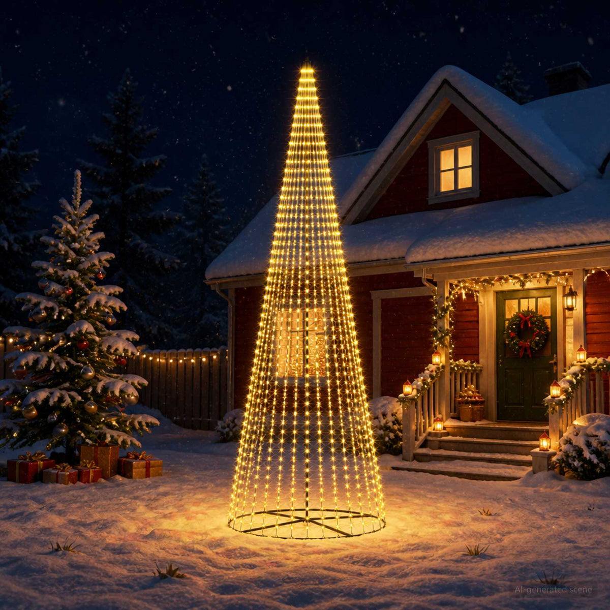 vidaXL LED Christmas Tree 485 cm 1632 LEDs Warm White Steel Black