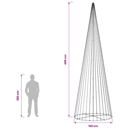 vidaXL LED Christmas Tree 485 cm 1632 LEDs Warm White Steel Black