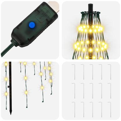 vidaXL LED Christmas Tree 165 cm 270 LEDs Warm White Steel Black
