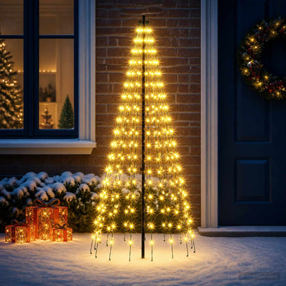 vidaXL LED Christmas Tree 165 cm 270 LEDs Warm White Steel Black