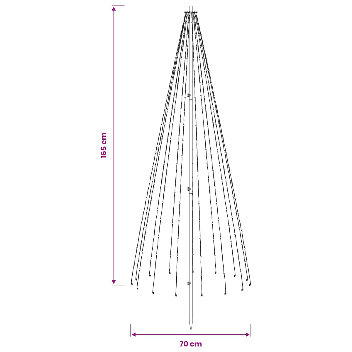 vidaXL LED Christmas Tree 165 cm 270 LEDs Warm White Steel Black