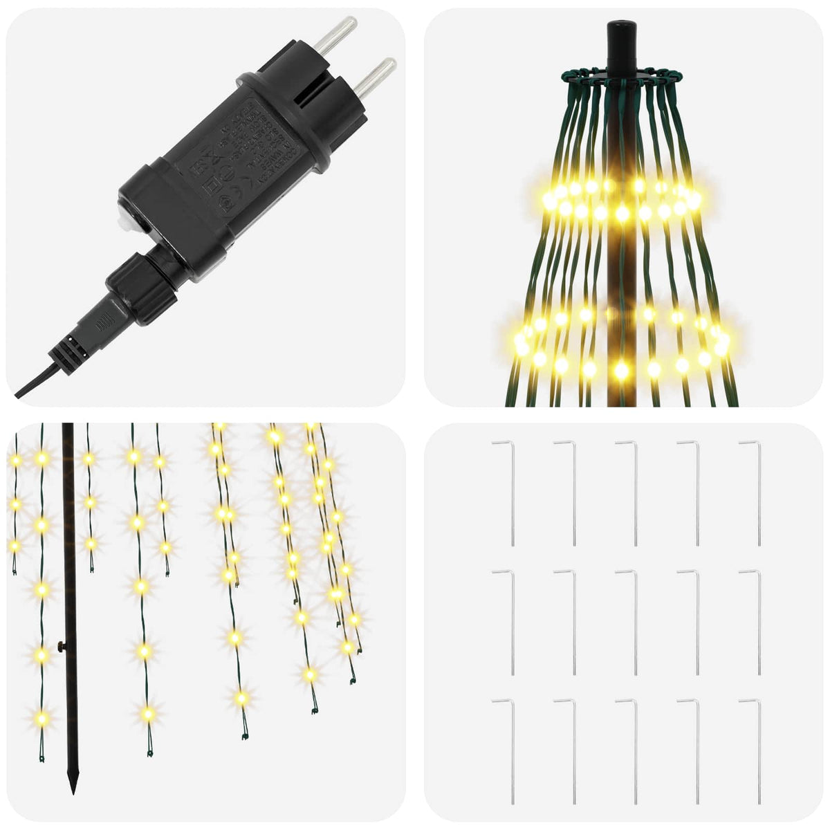 vidaXL LED Christmas Tree 235 cm 500 LEDs Warm White Steel Black