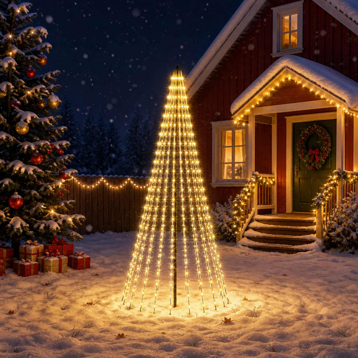 vidaXL LED Christmas Tree 235 cm 500 LEDs Warm White Steel Black