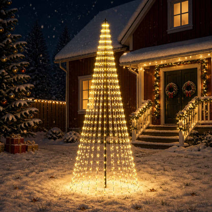vidaXL LED Christmas Tree 285 cm 744 LEDs Warm White Steel Black