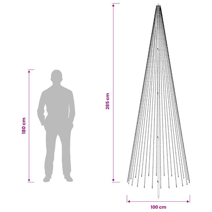 vidaXL LED Christmas Tree 285 cm 744 LEDs Warm White Steel Black