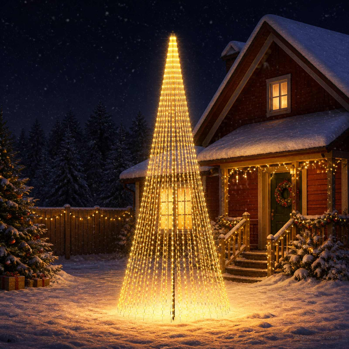 vidaXL LED Christmas Tree 485 cm 1632 LEDs Warm White Steel Black