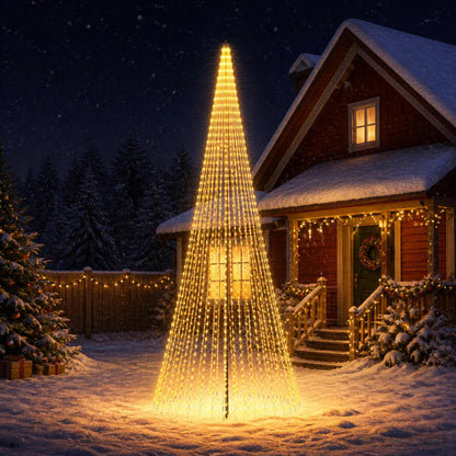 vidaXL LED Christmas Tree 485 cm 1632 LEDs Warm White Steel Black