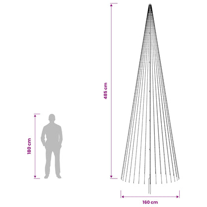 vidaXL LED Christmas Tree 485 cm 1632 LEDs Warm White Steel Black