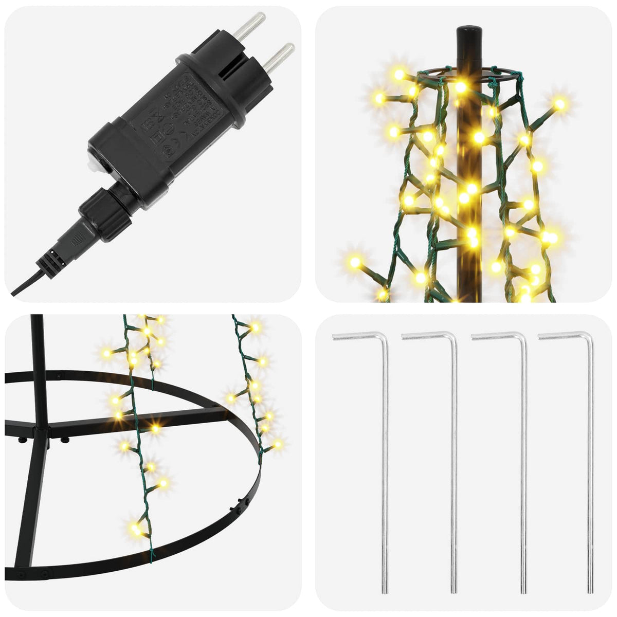 vidaXL LED Christmas Tree 165 cm 540 LEDs Warm White Steel Black