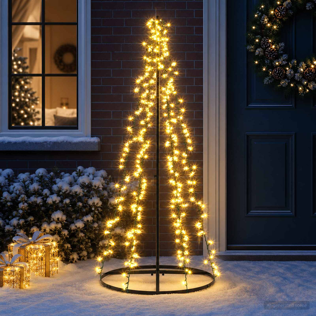 vidaXL LED Christmas Tree 165 cm 540 LEDs Warm White Steel Black