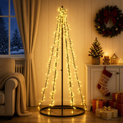 vidaXL LED Christmas Tree 165 cm 540 LEDs Warm White Steel Black