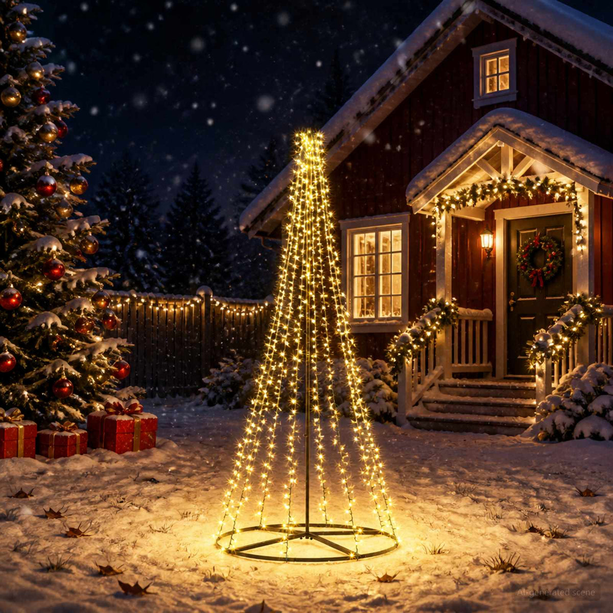 vidaXL LED Christmas Tree 235 cm 1000 LEDs Warm White Steel Black
