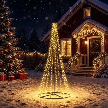 vidaXL LED Christmas Tree 235 cm 1000 LEDs Warm White Steel Black