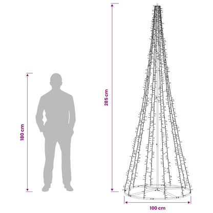 vidaXL LED Christmas Tree 285 cm 1550 LEDs Warm White Steel Black