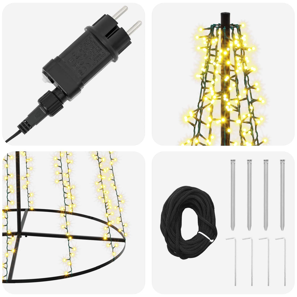 vidaXL LED Christmas Tree 485 cm 3000 LEDs Warm White Steel Black
