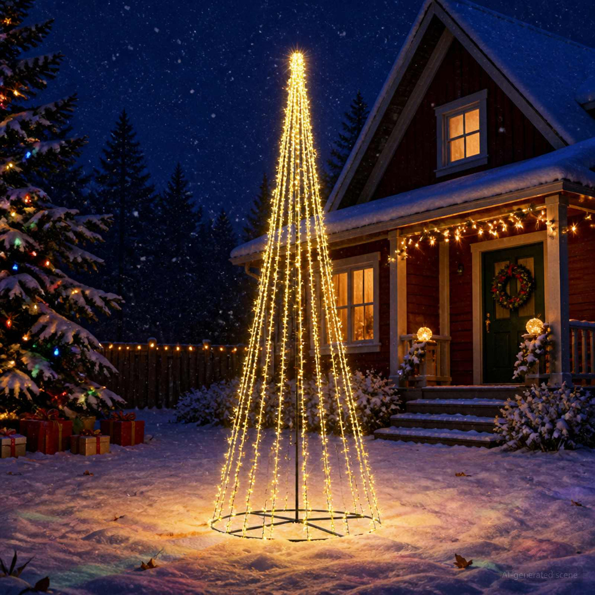 vidaXL LED Christmas Tree 485 cm 3000 LEDs Warm White Steel Black