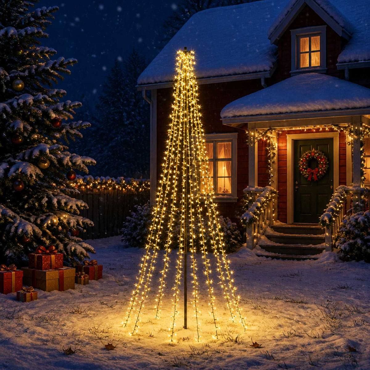 vidaXL LED Christmas Tree 235 cm 1000 LEDs Warm White Steel Black